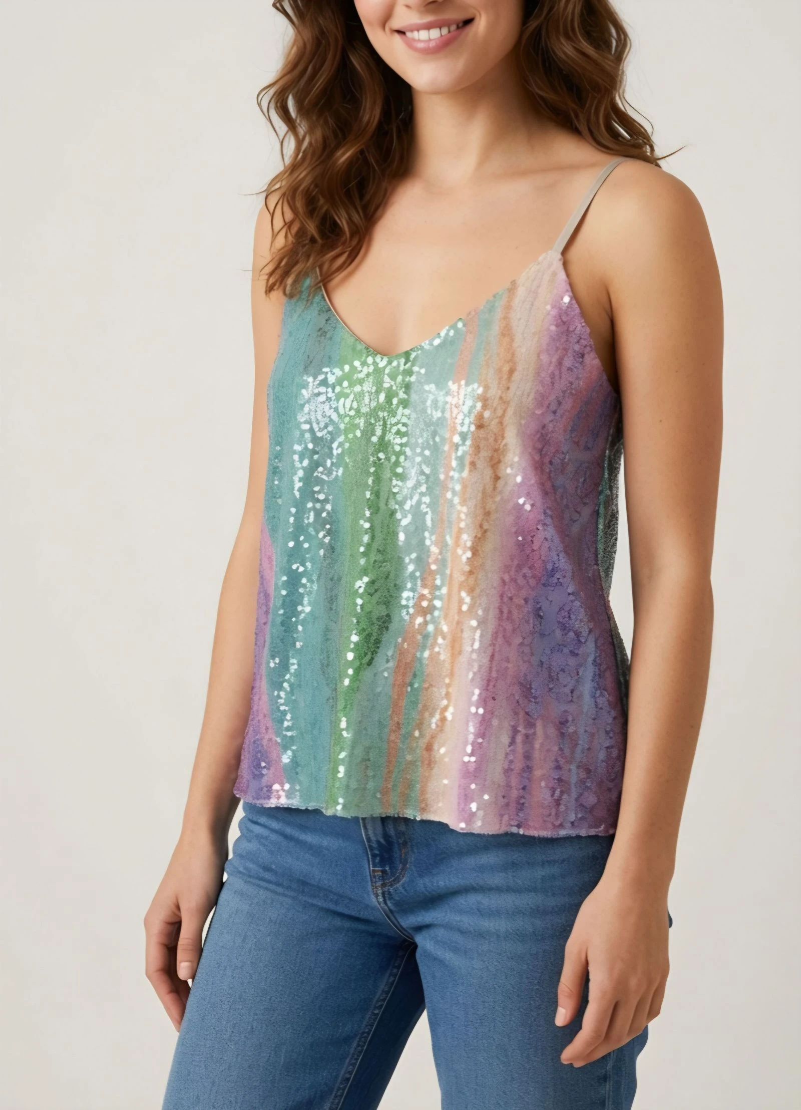Statement Multicolor Sequin Top • TU • Minimal Luxury Look – photo 6